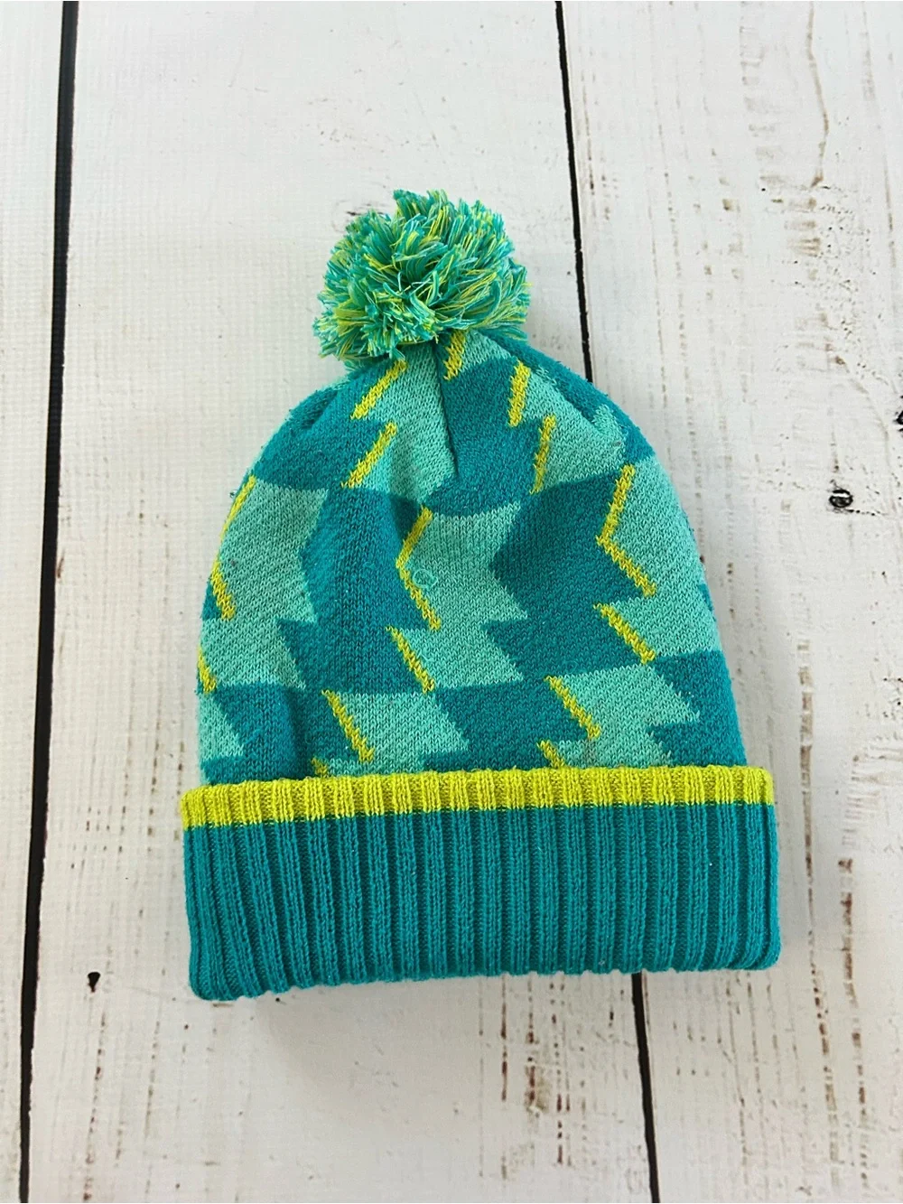 Patagonia Kids Teal & Lime Knit Pom Beanie